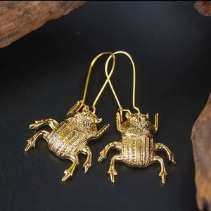 Vintage Gold Beetle Earrings